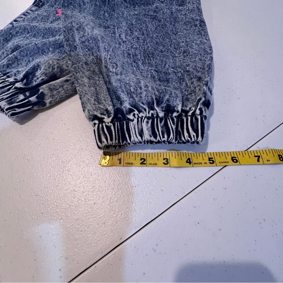 Shevadne Acid Washed Denim Jeans Graffiti Elastic Hi Rise 80's Style Womens L - Picture 13 of 14